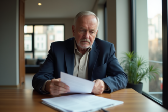 Agent immobilier vérifiant des documents dans un appartement moderne