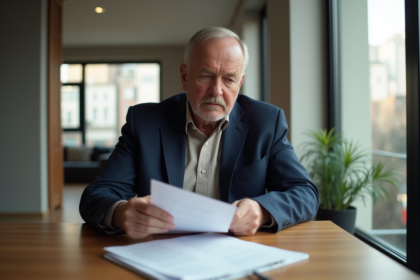 Agent immobilier vérifiant des documents dans un appartement moderne