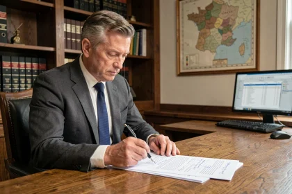 Avocat spécialisé en baux professionnels analysant un contrat avec indices INSEE ICC et ILAT sur un bureau en chêne