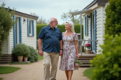 Couple de retraités devant leur résidence principale en PRL avec cession de parcelle en Vendée