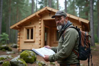 Chalet en bois respectant la réglementation de surface en France