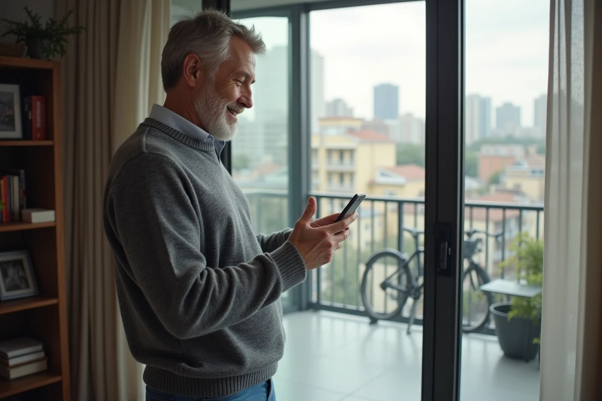 Homme vérifiant une notification de paiement de location