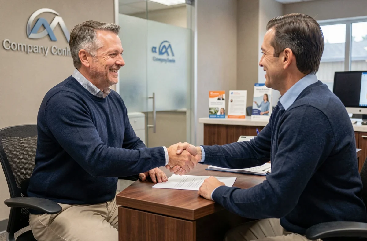Signature d'un contrat d'assurance habitation dans une agence à Bourgoin-Jallieu